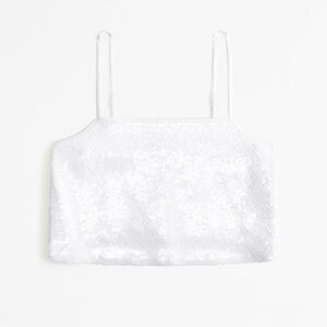 White Sequin Crop Top and Skirt Set